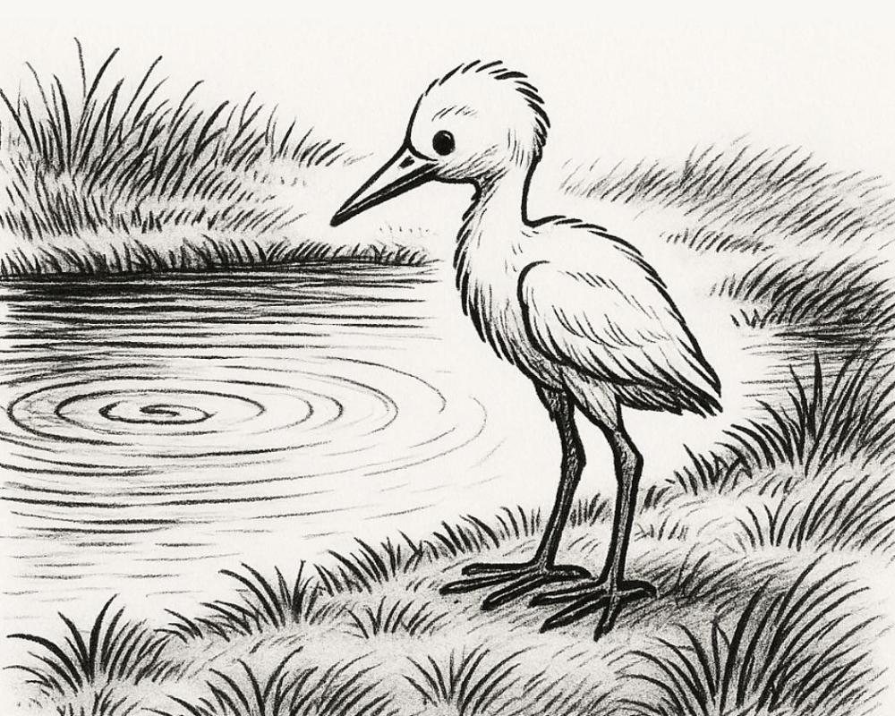 <p>Once, a thirsty egret chick...
