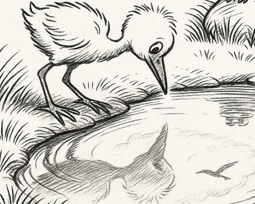<p>The egret chick stepped clo...