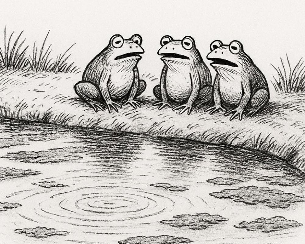 <p>Down below, the frogs sat s...